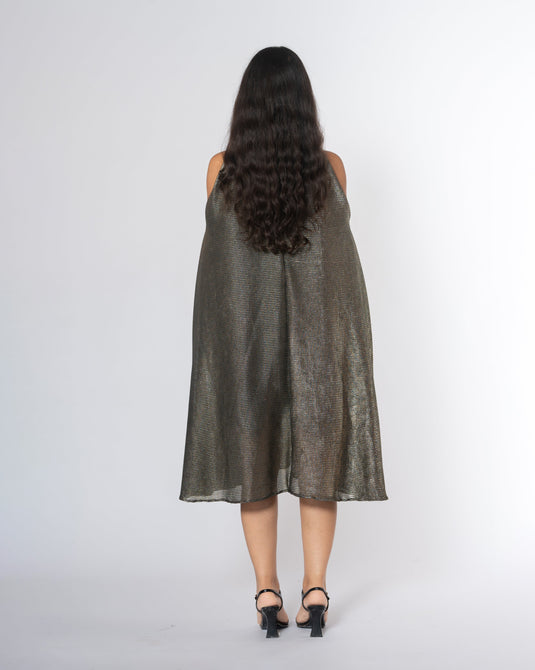 Metallic Cold Shoulder Dress