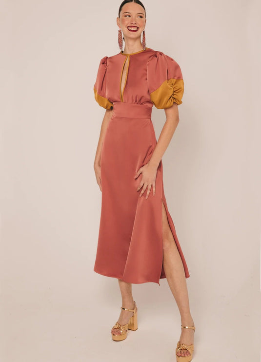 Khushboo & Pankaj - Rusty Red Keyhole Dress