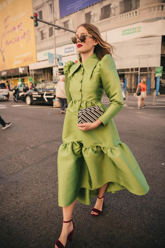 Khushboo & Pankaj - Olive Green Tier Dress