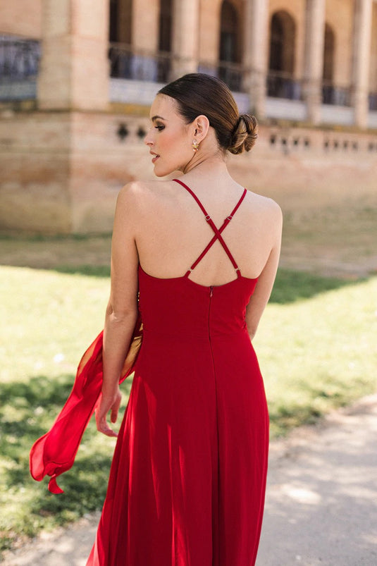 Khushboo & Pankaj - Blood Red Slit Dress
