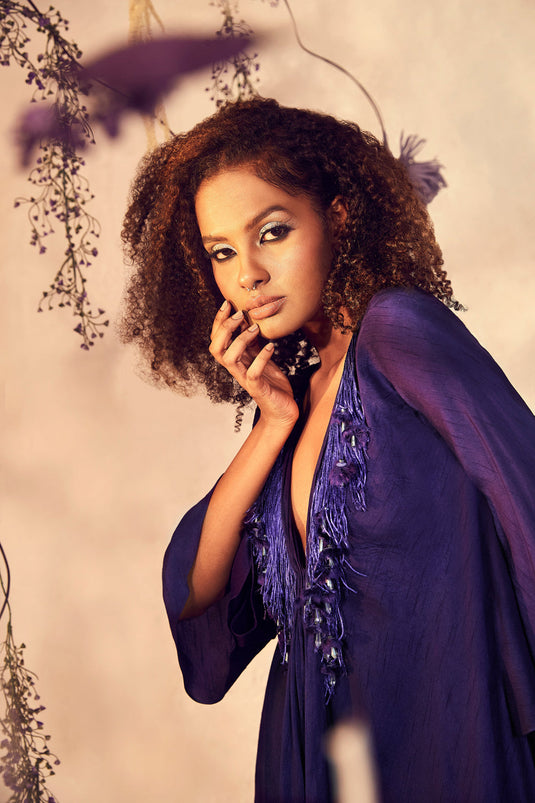 Purple Ultra Violet Asymmetric A-line Co-Ord Set
