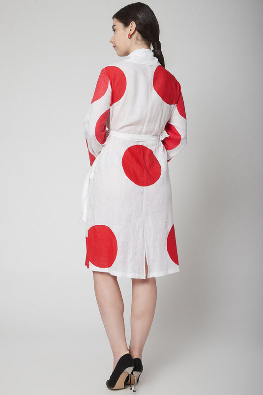Polka Dot White Wrap Dress - Auraya Fashion -  - #tag1# - #tag2# - #tag3# - #tag3#