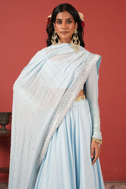 Powder Blue Royal Lehenga Set