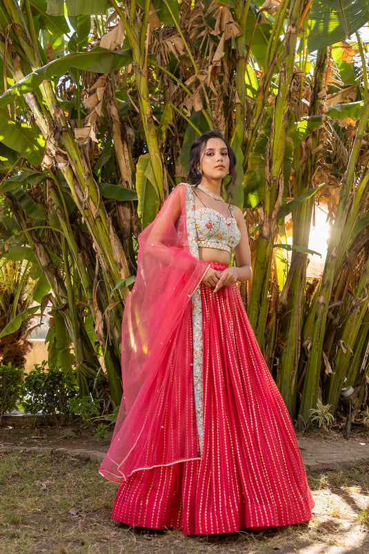 Coral bustier Lehenga Set