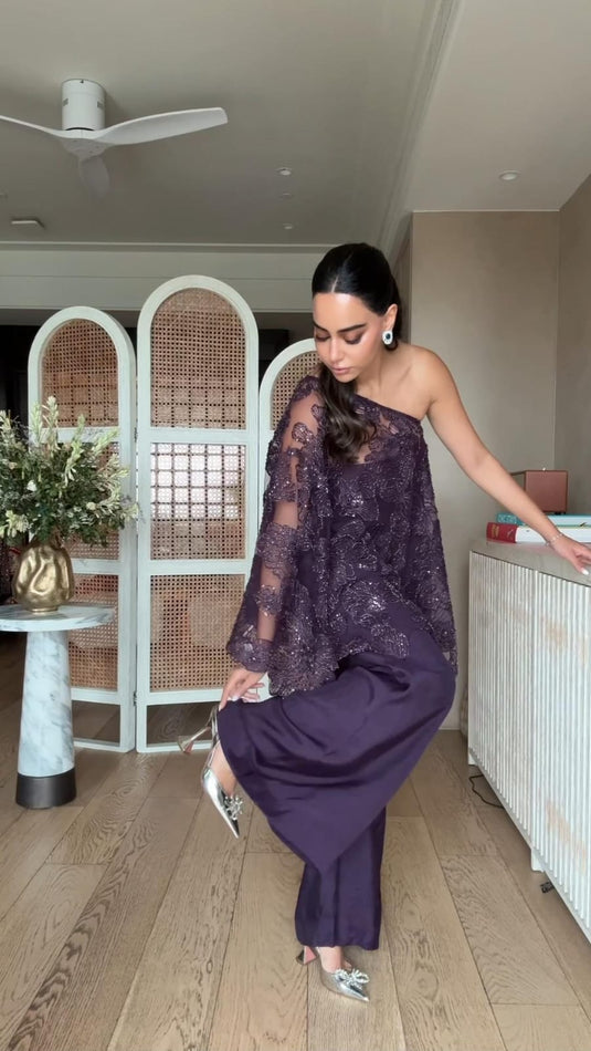 Embroidered One Shoulder Coord