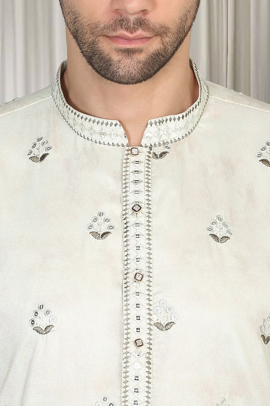 Bahaar Printed Embroidered Kurta With Back Elastic Pants