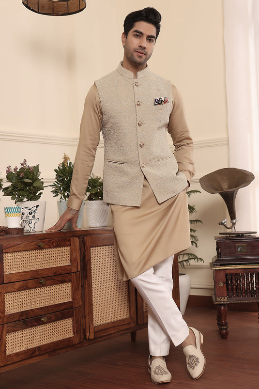 Beige Gold Kurta Set