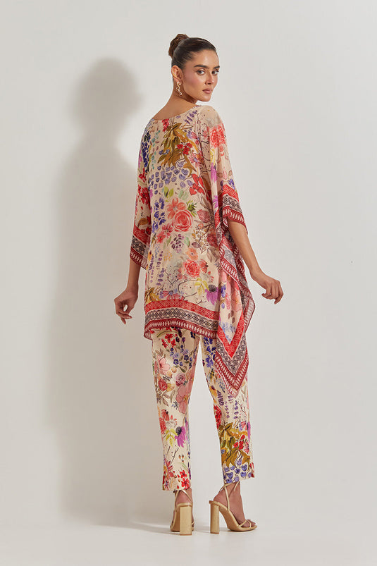 Blooming Burst Asysmmetrical Top with Pants