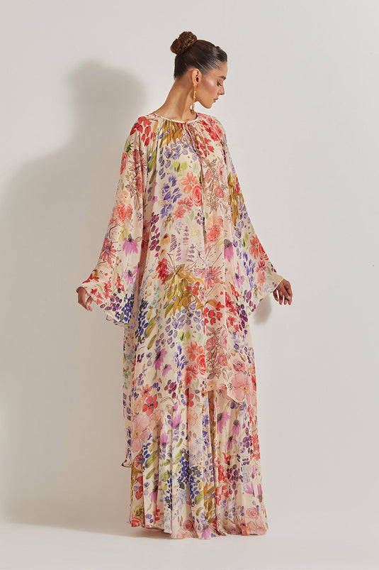 Blooming Burst Georgette  Tunic With  Sharara Pants