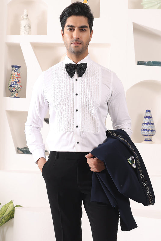 Blue Doublebreast Tuxedo with embroidered collar