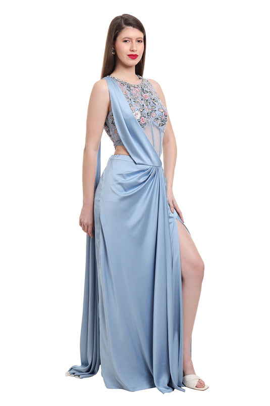 Blue Drape Saree