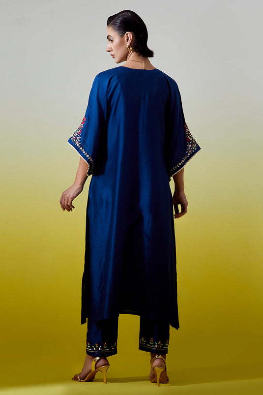 Blue Kaftan styke kurta with pant