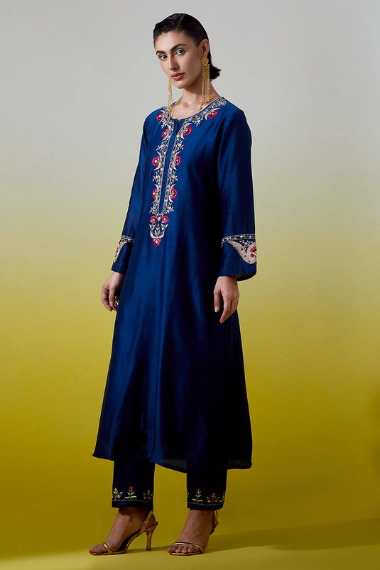 Blue Placket kurta and pant