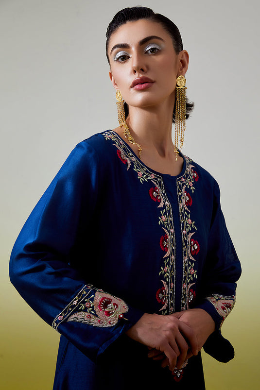 Blue Placket kurta and pant