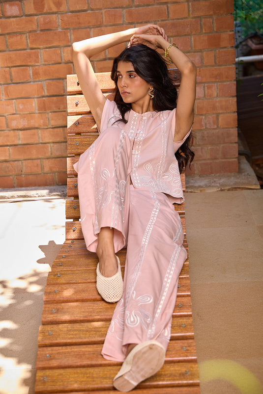 Blush Embroidered Cropped Jacket