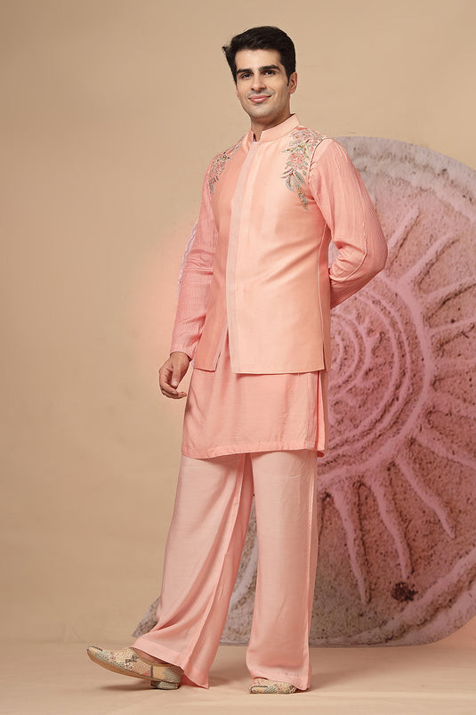 Blush Pink Silk Kurta Set