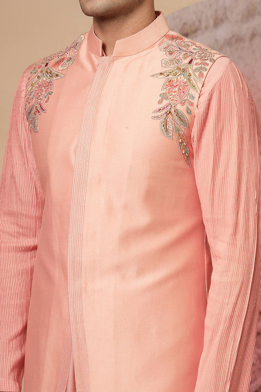 Blush Pink Silk Kurta Set