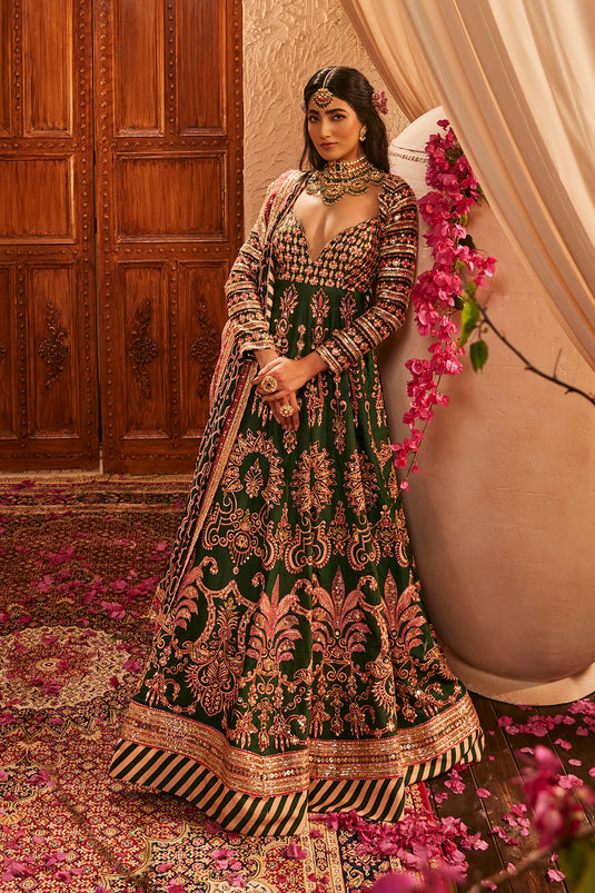 Bottle Green Anarkali Set