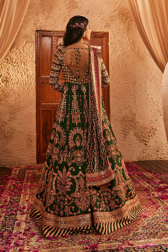 Bottle Green Anarkali Set