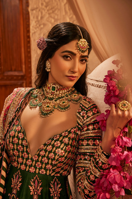 Bottle Green Anarkali Set