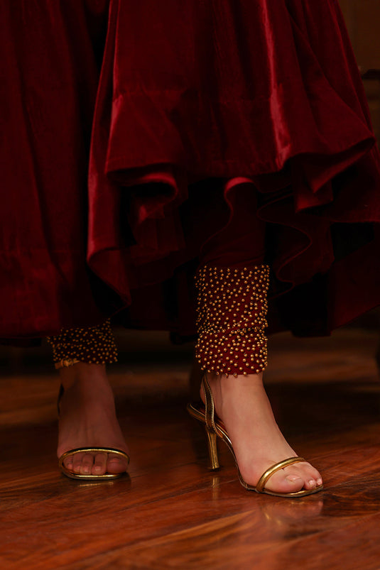Burgundy Anarkali Set