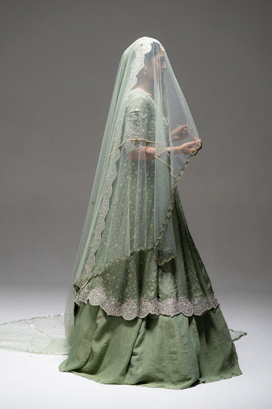 Celadon Green Angrakha Lehenga Set