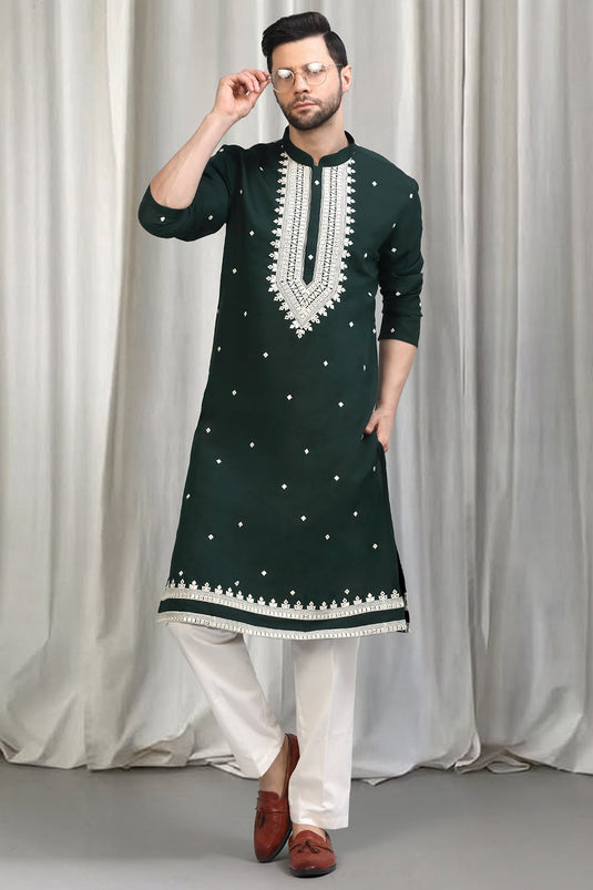 Classic  Embroidered Kurta With Back Elastic Pants