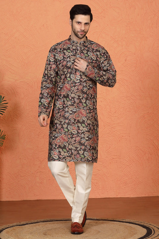 Classic   Floral Tapestry Inspired  Kurta with Back Elastic Pants