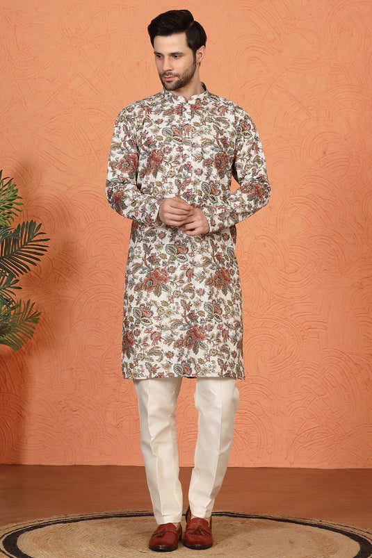 Classic   Floral Tapestry Inspired  Kurta with Back Elastic Pants