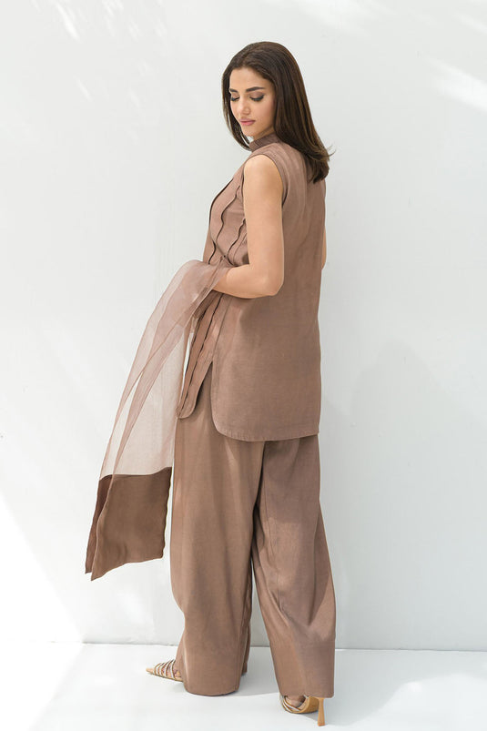 Coffee solid Farshi Salwar Set