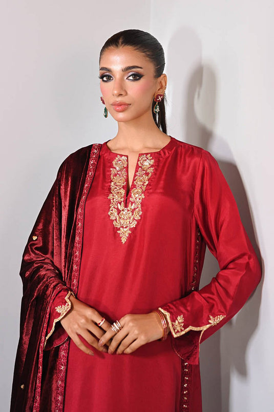 Crimson Muse  Velvet Suit Set