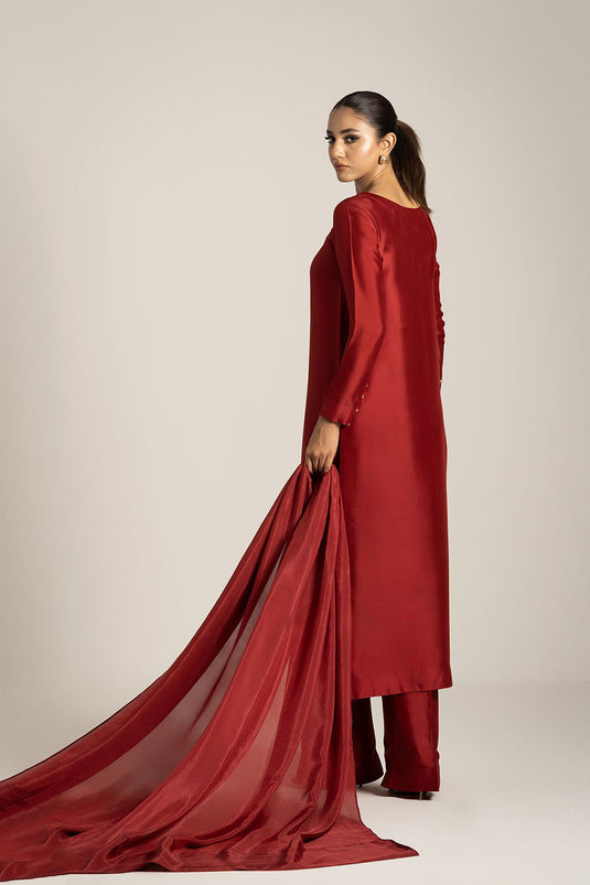 Deep Red Pure Silk Kurta Set