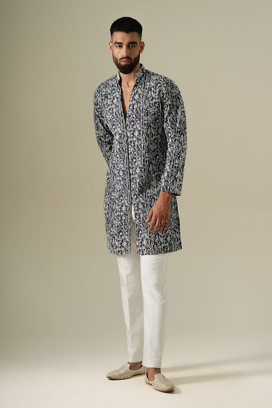 Denim Flora Kurta Set