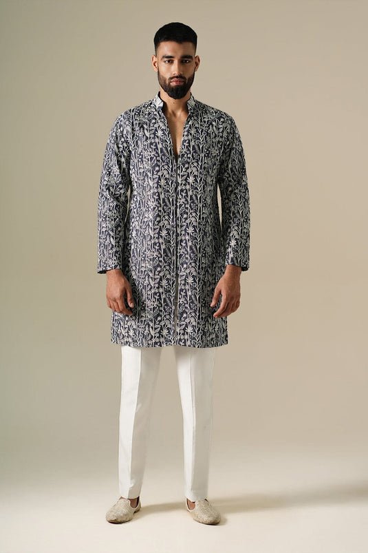 Denim Flora Kurta Set