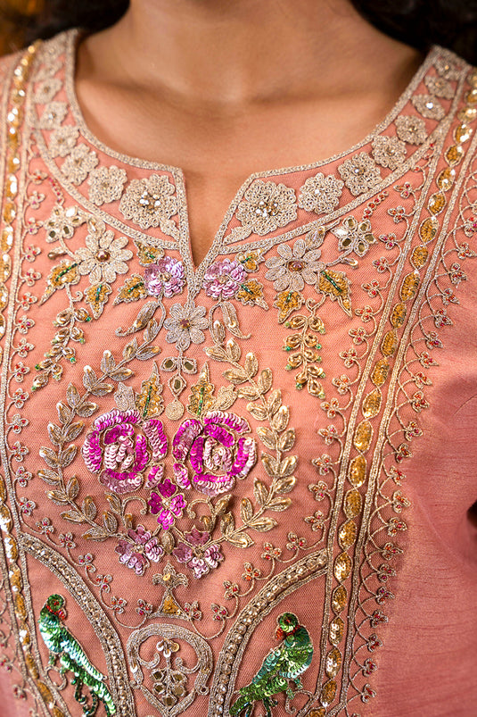 Dual-Tone Dusty Pink Kurta Set