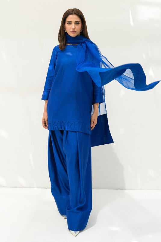 Electric Blue solid Farshi Salwar Set