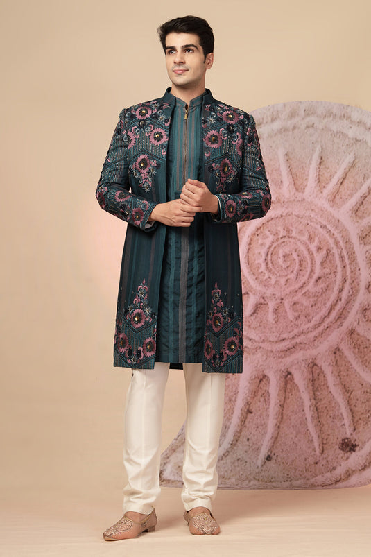 Elegant Blue Sherwani Set