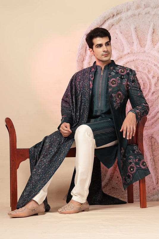 Elegant Blue Sherwani Set