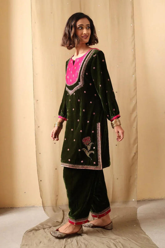 Forest Bloom Velvet Suit Set