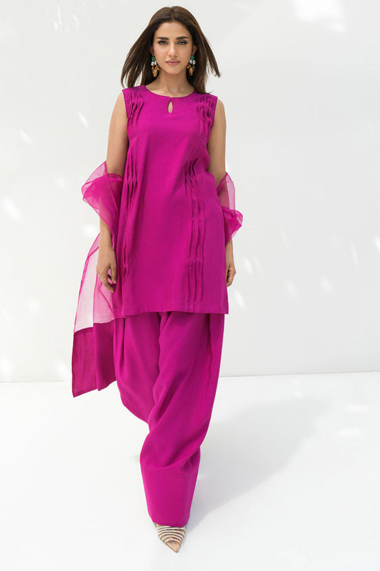 Fuschia solid Farshi Salwar Set