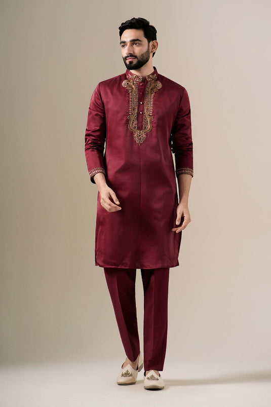Gilded Maroon Kurta Set