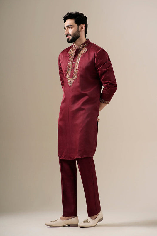 Gilded Maroon Kurta Set
