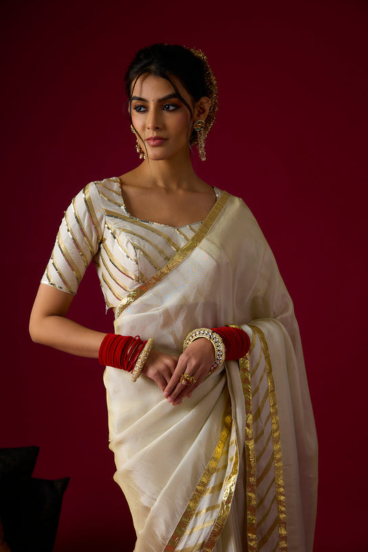 Gold Tissue Saree Set