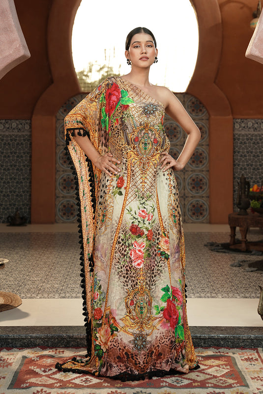 Golden Luxe Printed Kaftan Gown