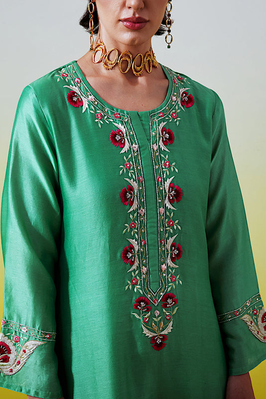 Green Placket kurta and pant