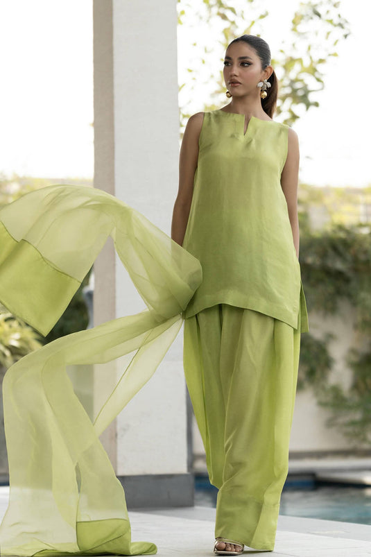 Green solid Farshi Salwar Set