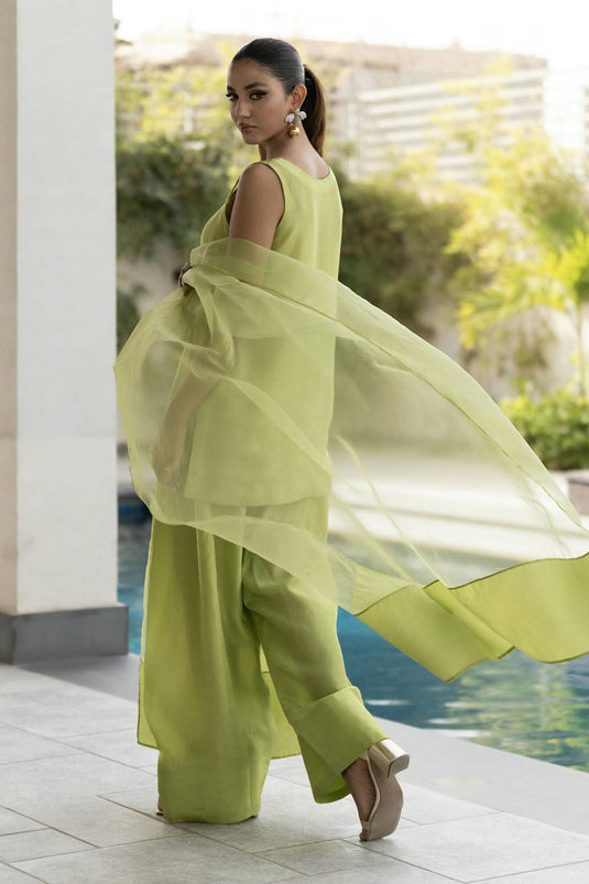 Green solid Farshi Salwar Set