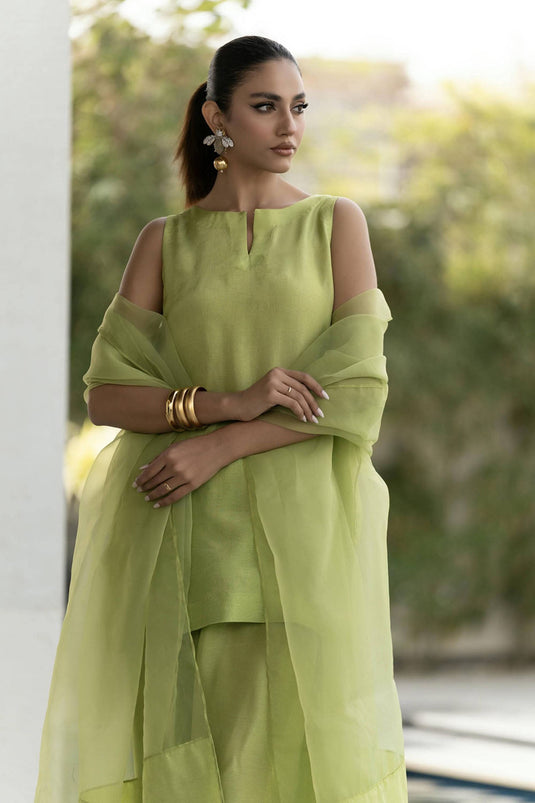 Green solid Farshi Salwar Set