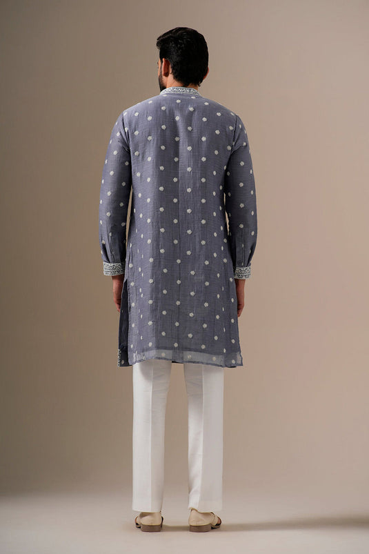 Grey Fleur Kurta Set