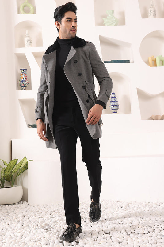 Grey overcoat with Furr Collar